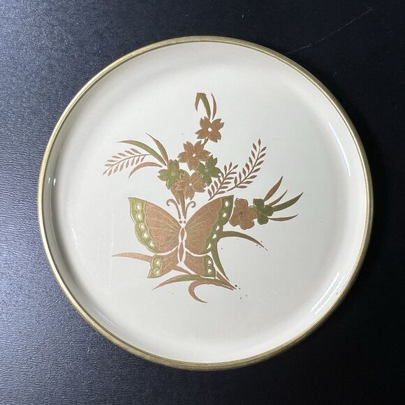 Otagiri Japan Cho-Cho Gold Vintage Butterfly Lacquerware Coaster Set - Picture 11 of 16